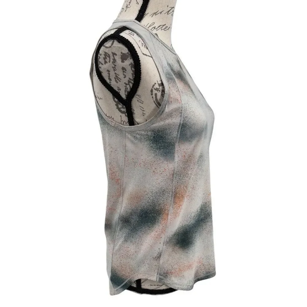 Lululemon‎ High Neck Running/Training Tank Spray Camo Silver Blue Multi
